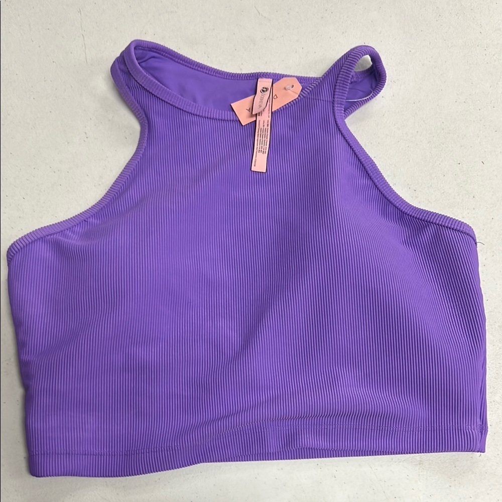 Purple Ribbed Crop Top